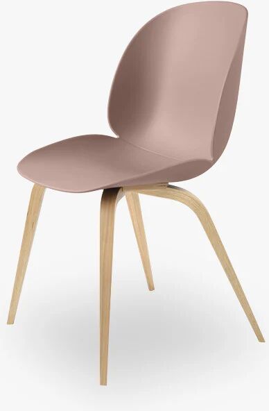 GUBI Beetle Dining Chair - Ubetrukket eikebunn, søtrosa skall