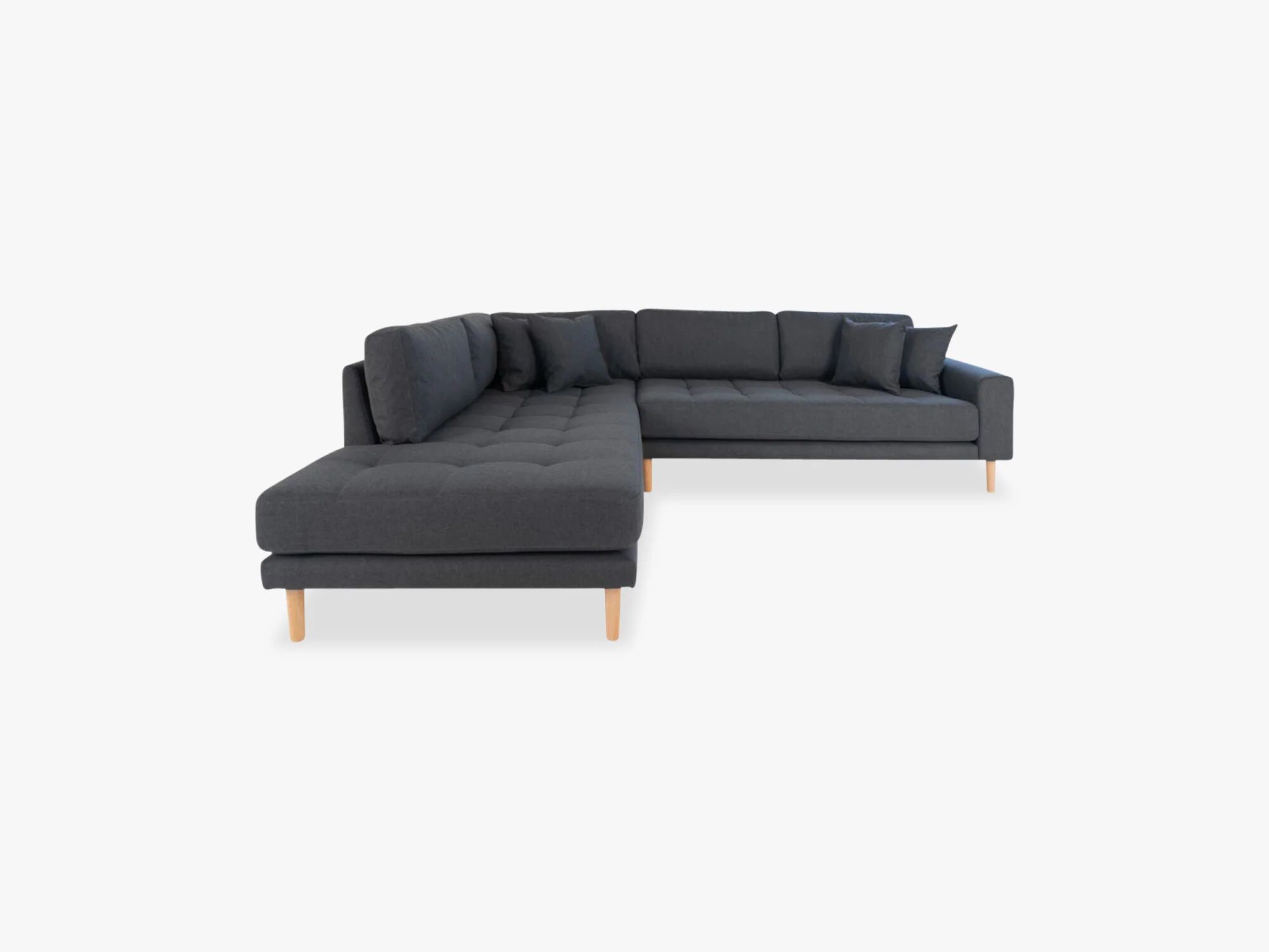Nordic Essentials Lido Lounge Sofa igjen, mørkegrå velour med fire puter