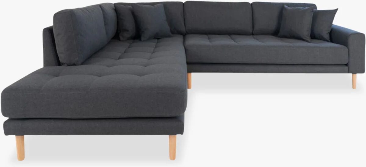 Nordic Essentials Lido Lounge Sofa igjen, mørkegrå velour med fire puter