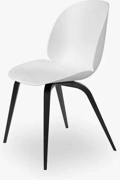 GUBI Beetle Dining Chair - Ubetrukket sokkel med beiset bøk, hvitt skall