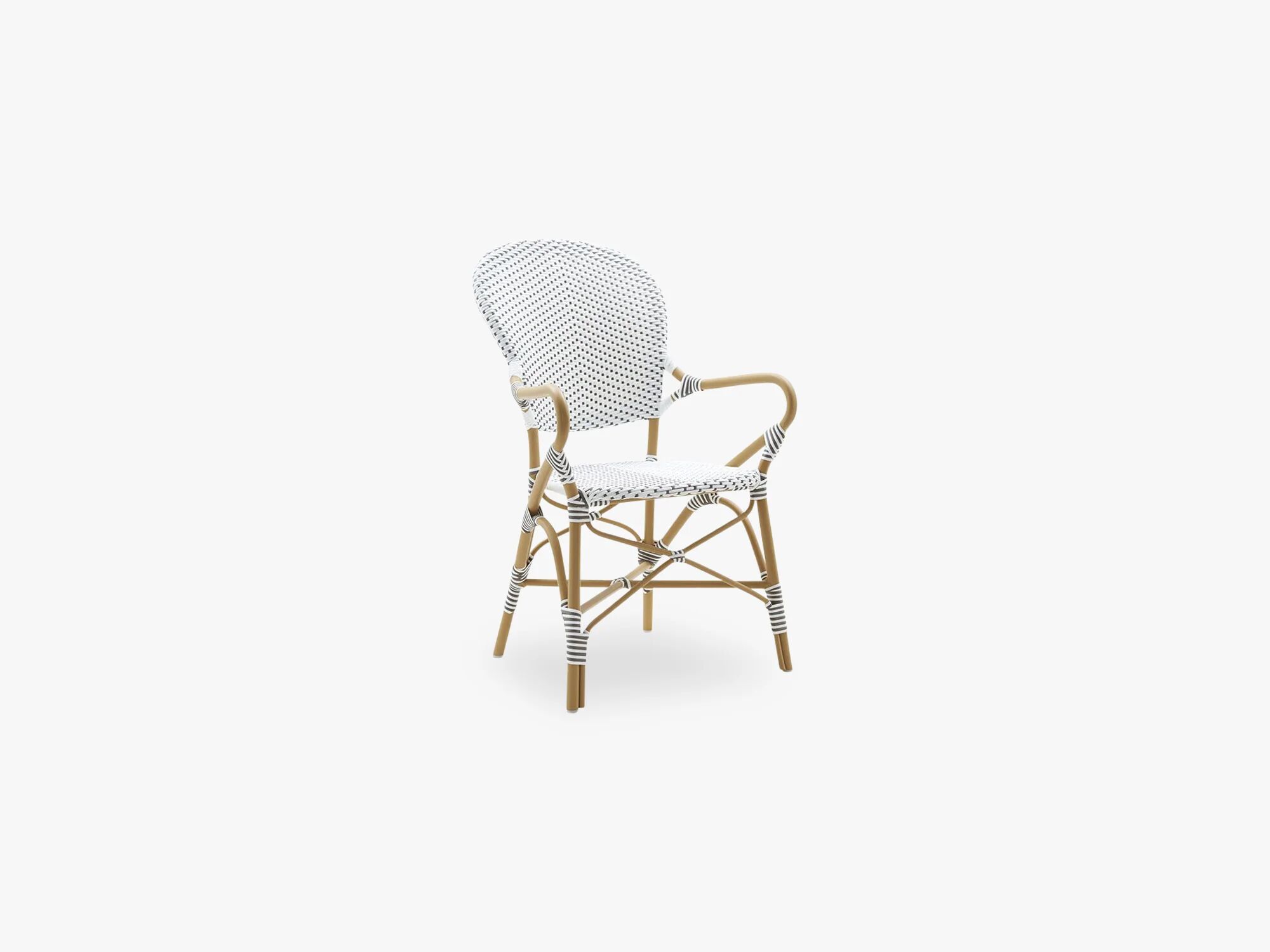 Sika Design Isabell Chair W / Arm Almond Frame Utendørs, Hvit W / Cappuchino Dot
