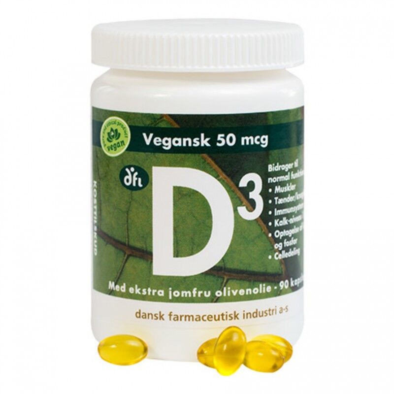 DFI D3-Vitamin 50 mcg 90 kapsler Vitaminpiller