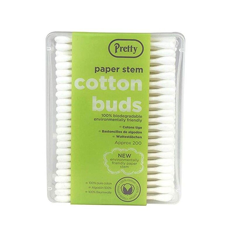 Pretty Paper Stem Cotton Buds Box 200 stk Bomullspinner