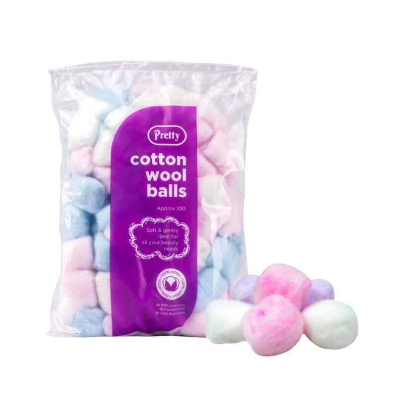 Pretty Colour Cotton Wool Balls 100 stk Bomull disker