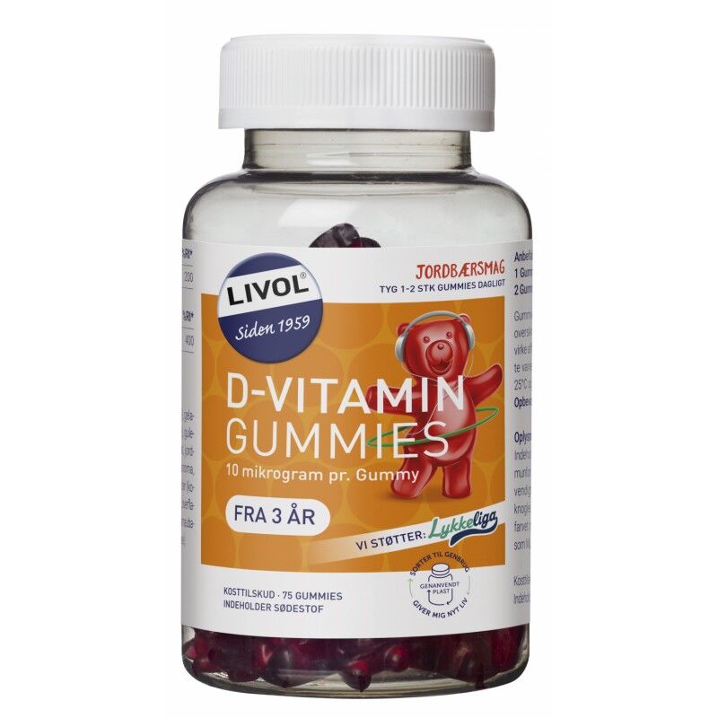 Livol Vitaminbjørne D-Vitamin Jordbær 75 stk Vitaminpiller