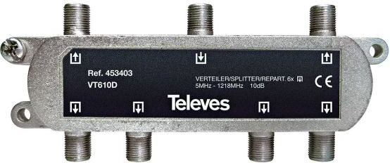 Televes VT610D Fordeler 5–1218 MHz, F-tilkobling 6-veis