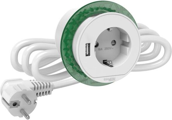 Schneider Electric XS USB-A Unica Bordenhet innebygd, 60 mm Hvit