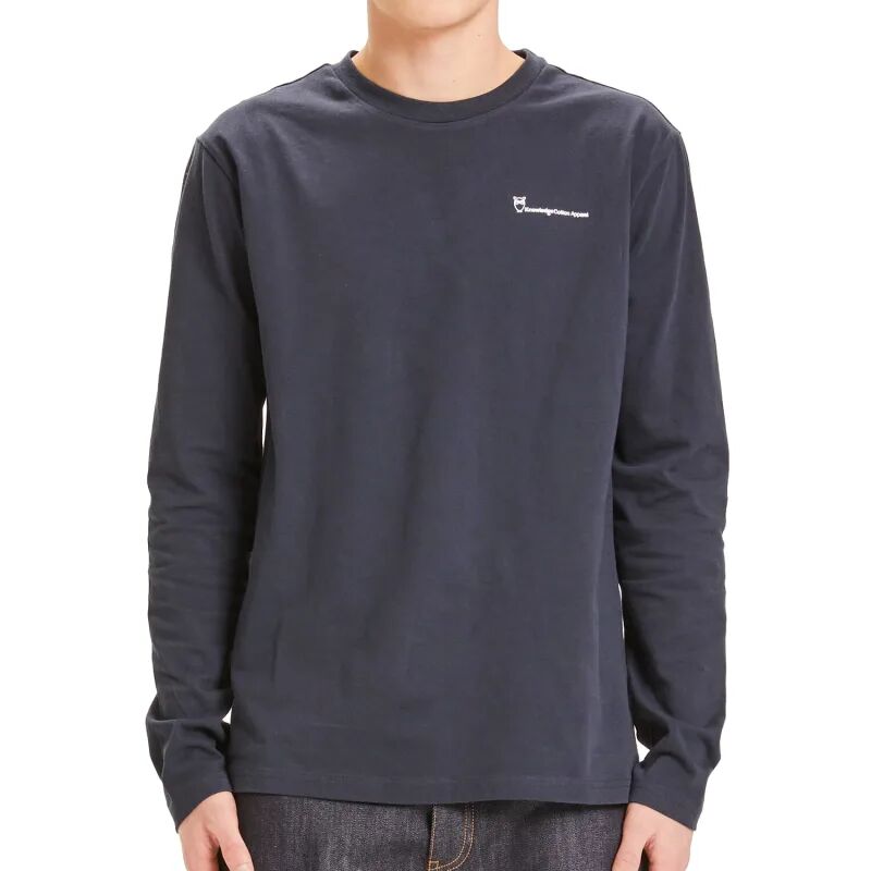 Knowledge Cotton Apparel Men's Locust Trademark Mountain Back Print LS Tee Blå