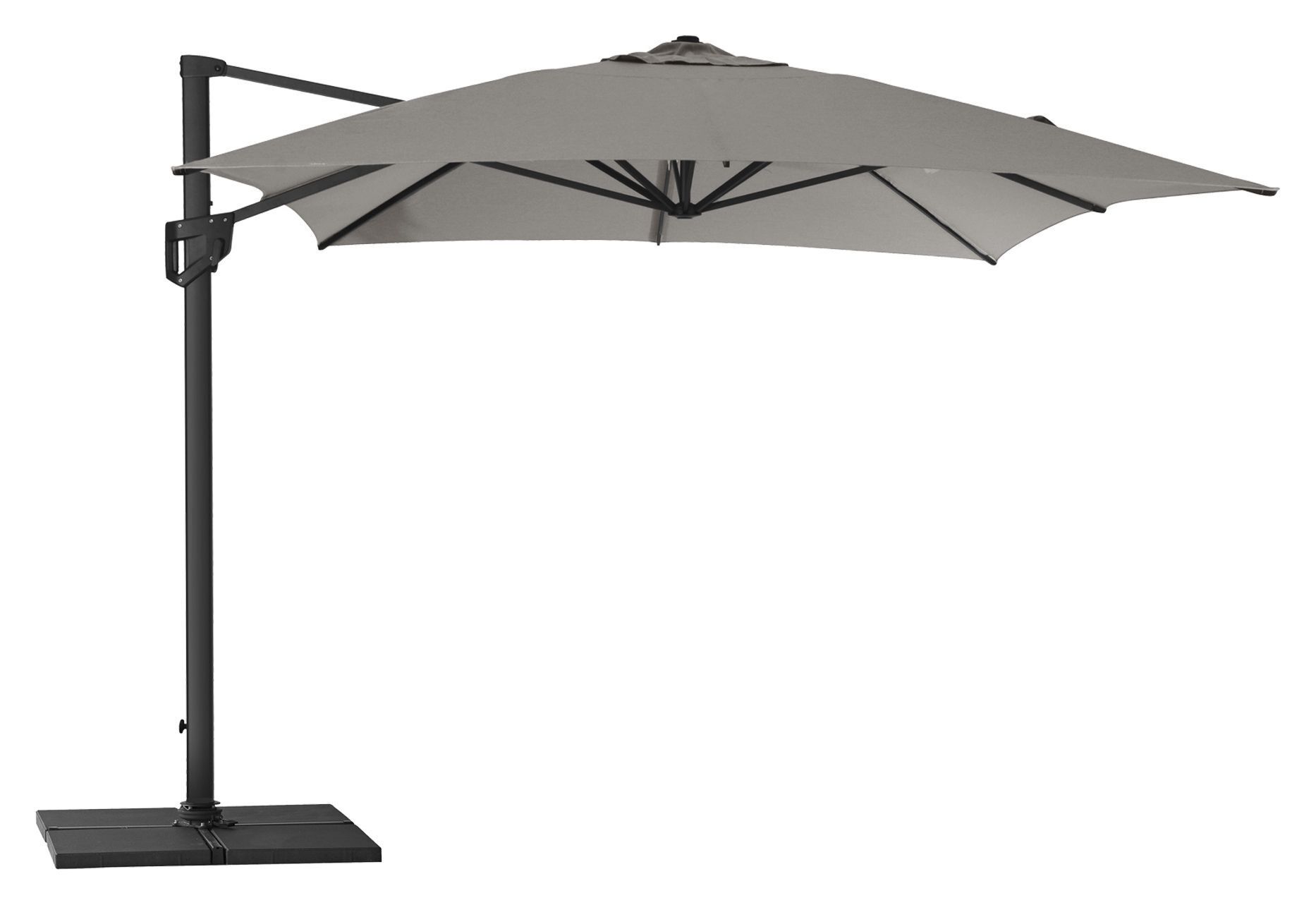 Cane-line Hyde luxe hanging parasoll inkl. fot, 3x4 m, Grey, aluminium   Unoliving