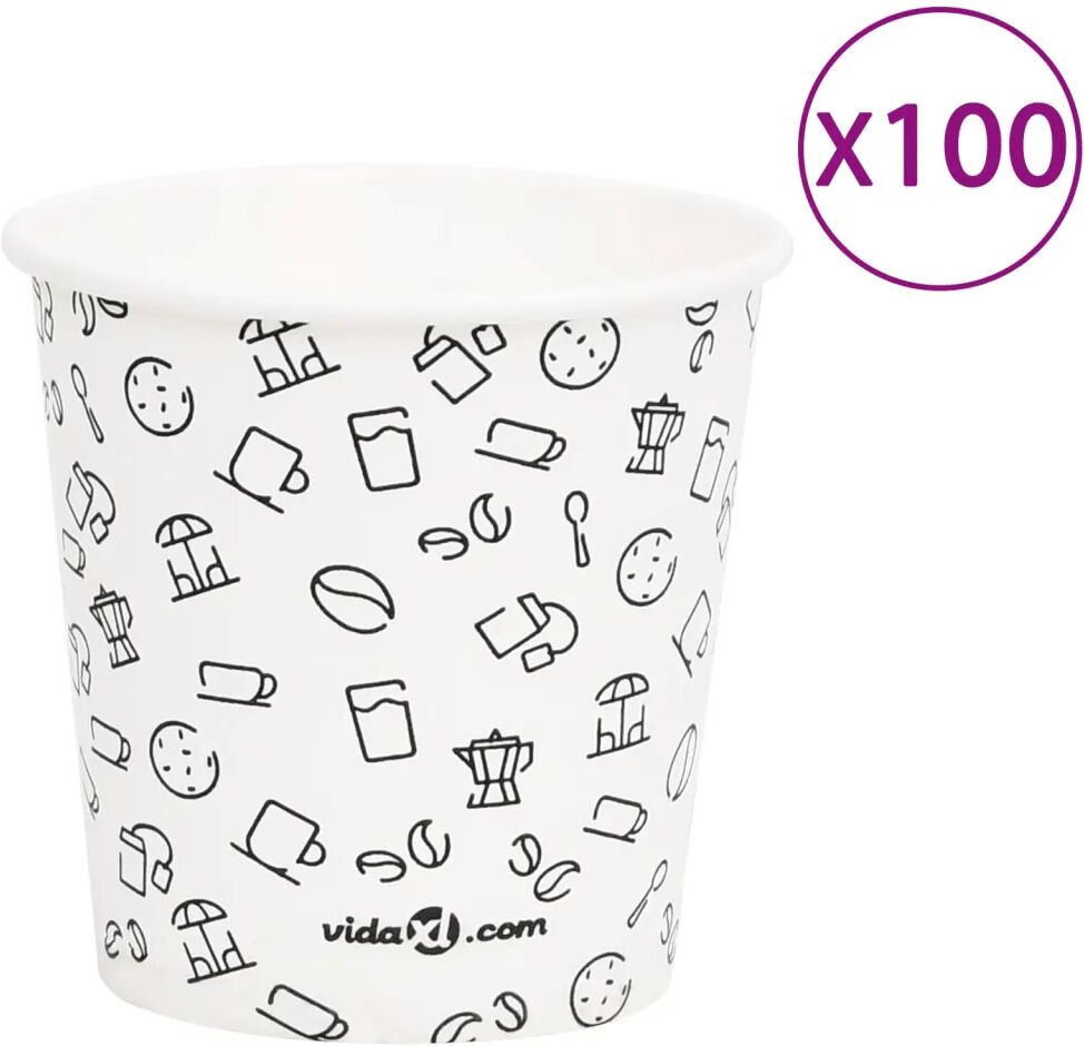 vidaXL Kaffepapirkopper 120 ml 100 stk hvit og svart