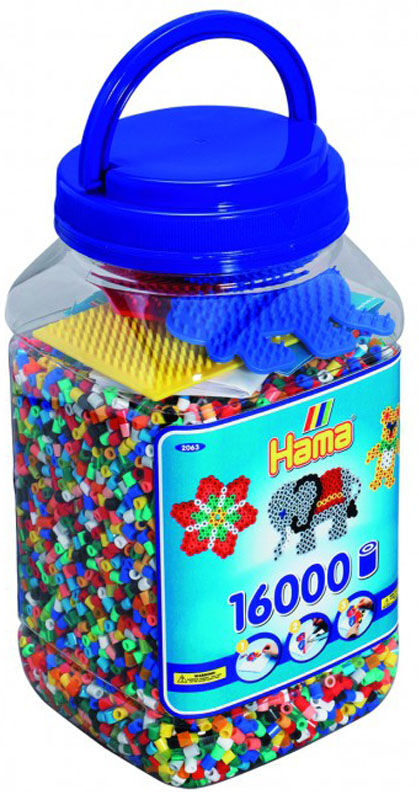 Hama Midi Perlebrett Og 16.000 Perler I Bøtte - Blå