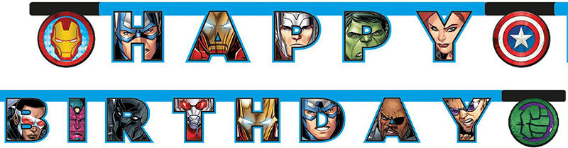 Marvel Avengers Bursdagsbanner - 2 Meter