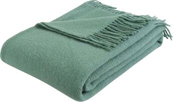 Arctic Ullpledd I 100% Ny Norsk Ull - Solid Sea Green - 130 X 200 Cm