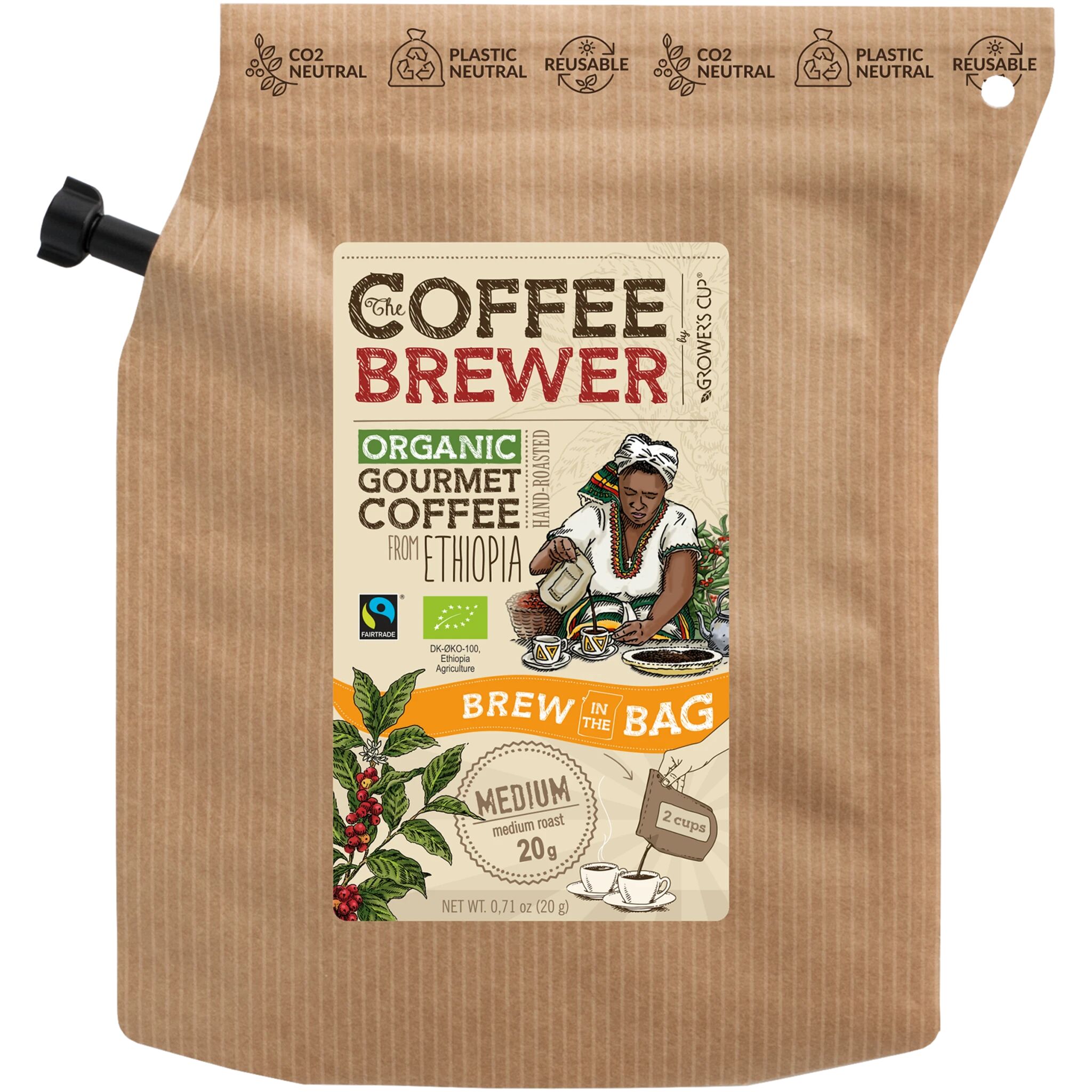The Brew Company Ethiopia 2 Cups, kaffe STD Light Brown