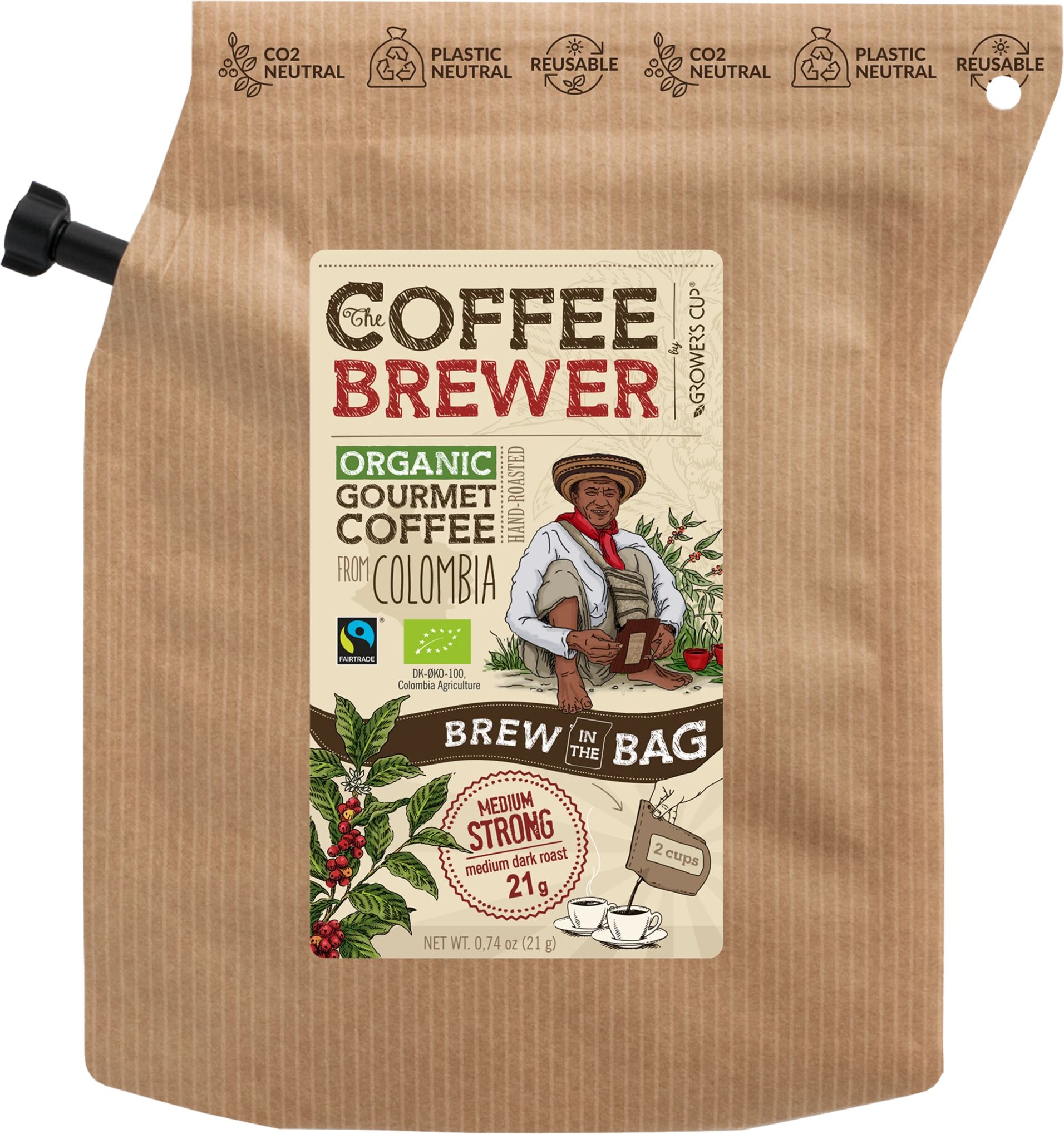 The Brew Company Colombia 2 Cup Coffee, Medium strong, Medium dark roast, turkaffe STD Dark Brown Bag