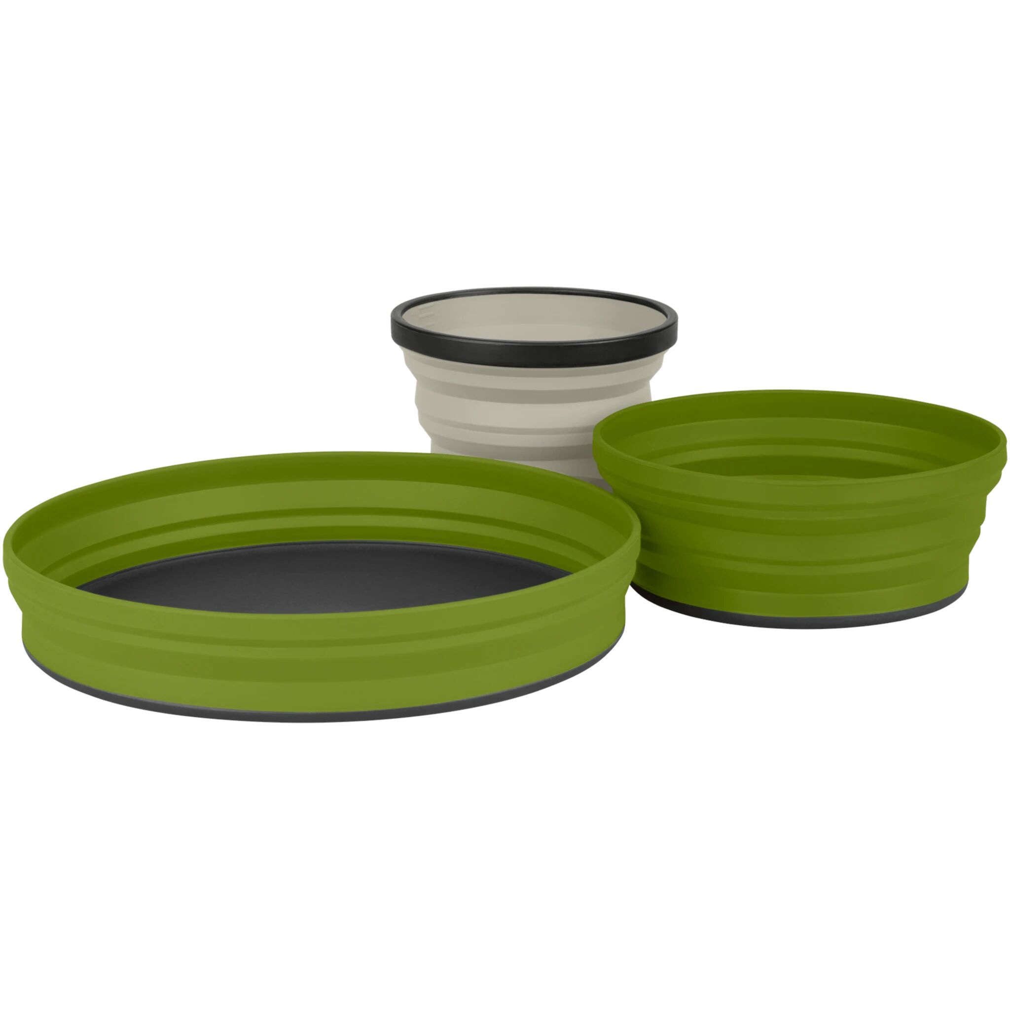 Sea To Summit X-Set 3 Black Bowl, Mug, Plate, tur-servise 3 PC Black Pouch, Olive P