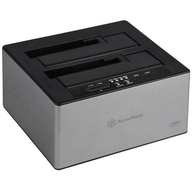 Silverstone Docking station silverstone ts12 usb 3.1 tipo c para 2 discos hdd/ssd 3.5"/2.5" cinzento