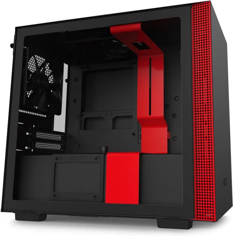 Nzxt h210 vidro temperado usb 3.1 preto/vermelho mate