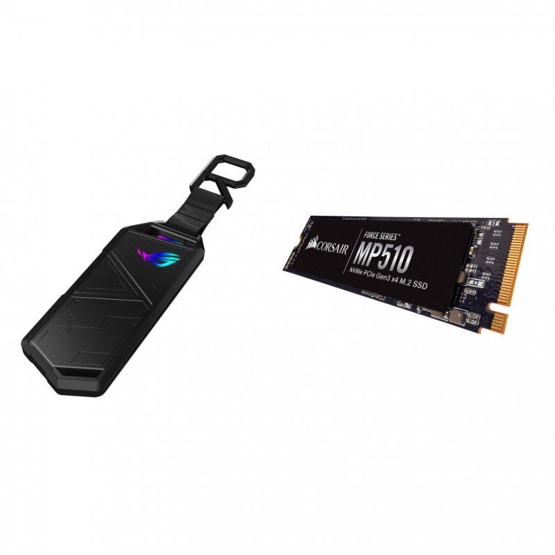 Asus rog strix arion caixa externa para ssd m.2 nvme usb 3.2 + corsair force series gen3 mp510 m.2 1920gb ssd