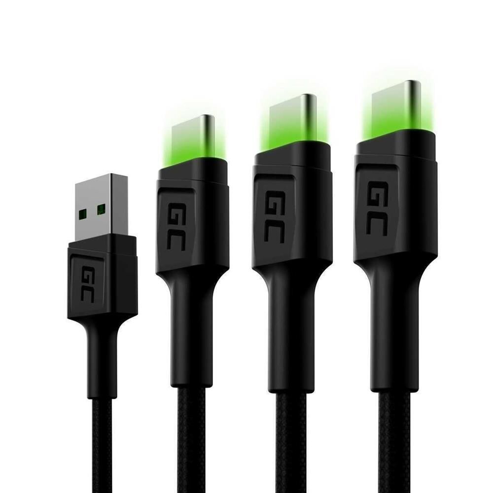 Green Cell Pack de 3 X Cabos Gc Ray Usb-C Cabo de 200cm Qc3.0