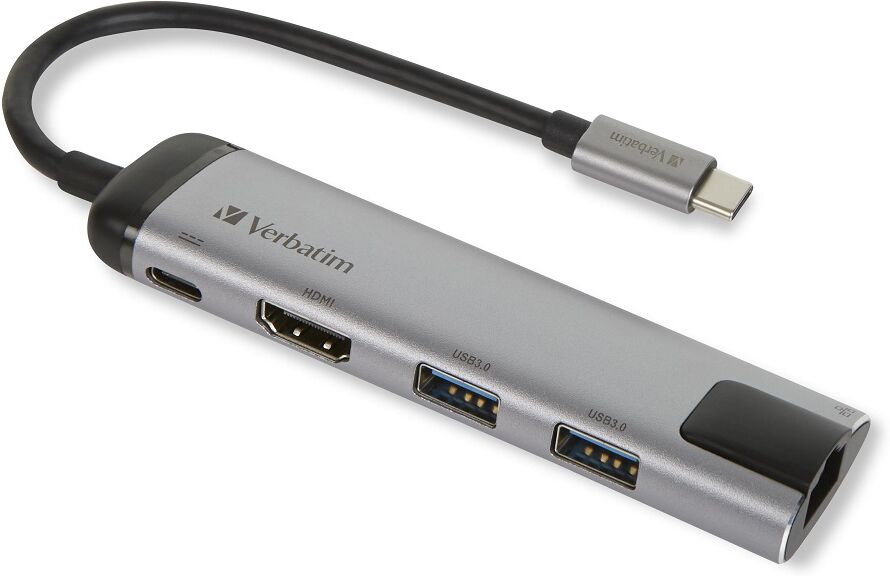 Verbatim Hub Usb C - Usb C / Hdmi / 2x Usb A / Rj45 (cinzento) - Verbatim