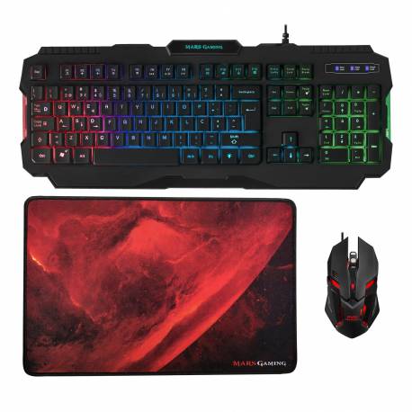 Mars-gaming Teclado Rgb Usb Pt + Rato 4000dpi Rgb + Tapete - Mars Gaming