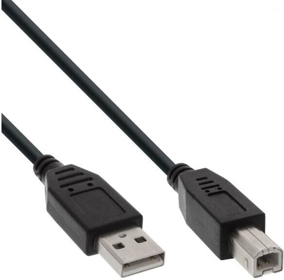 InLine USB 2.0 Kabel, A an B, schwarz, 1m