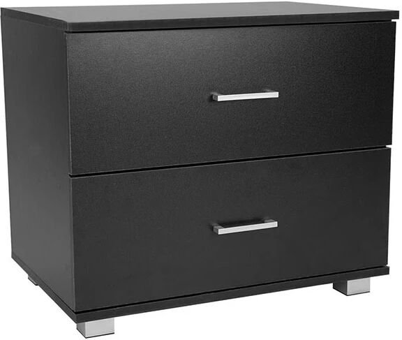 Unbranded Bedside Table with Drawers MDF Wood Black