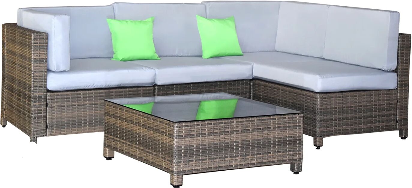 Milano Decor 5 Pcs Outdoor Sofa Set Rattan Oatmeal Black Patio Lounge