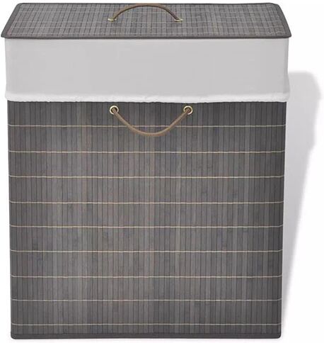 Unbranded Dark Brown Bamboo Laundry Bin Rectangular