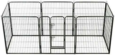 Unbranded Dog Playpen 8 Panels Steel 80 X 100 Cm Black