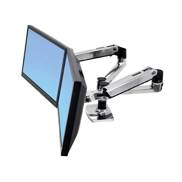 Ergotron Lx Dual Side By Side Arm Desk Mount Polished Aluminum