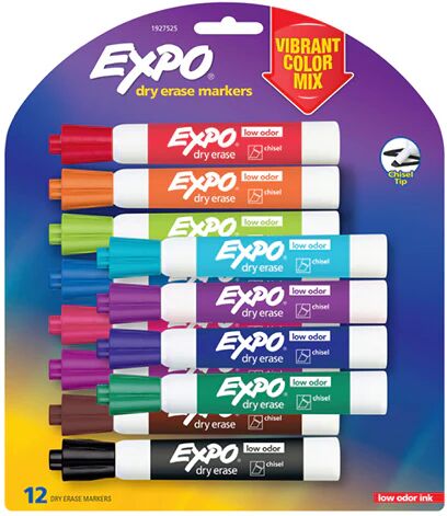 Expo White Board Marker Chisel Tip Vibrant Pk12