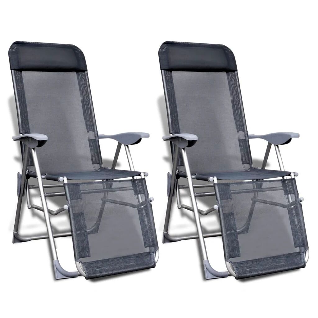 Unbranded Foldable/Adjustable Aluminum Camping Chairs with Footrest (Set of 2)
