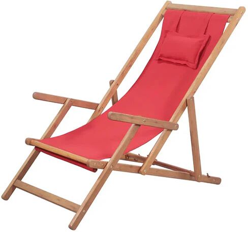 Unbranded Folding Beach Chair Fabric And Wooden Frame