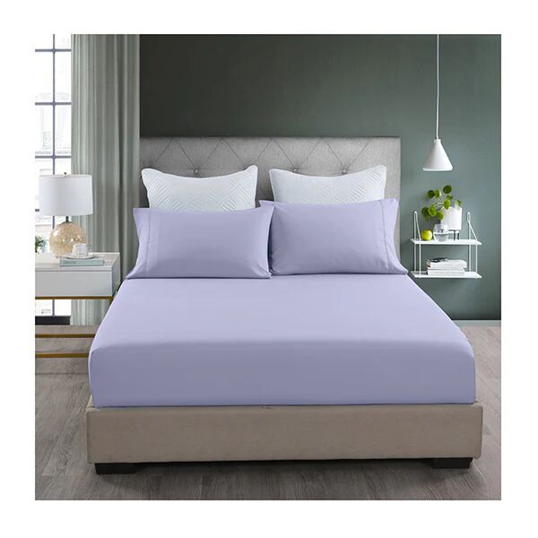 Royal Comfort Lilac Grey Fitted Sheet and Pillowcase Set