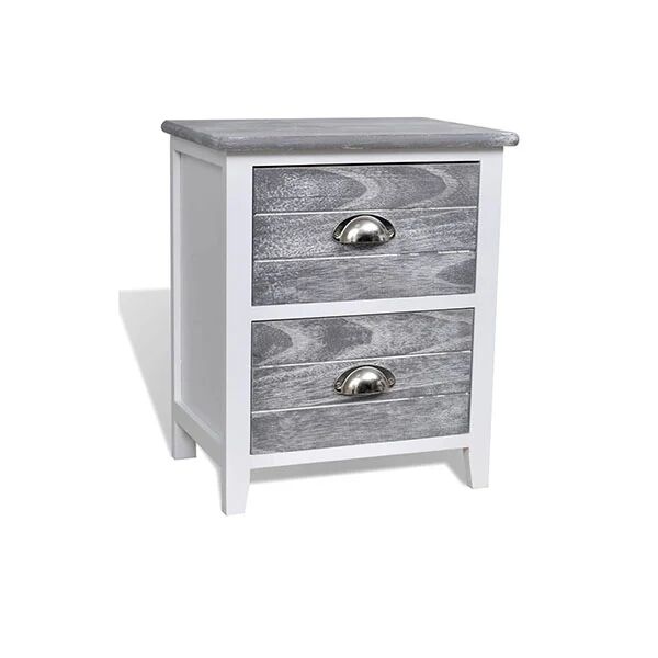 Unbranded Nightstand Grey And White Paulownia Wood