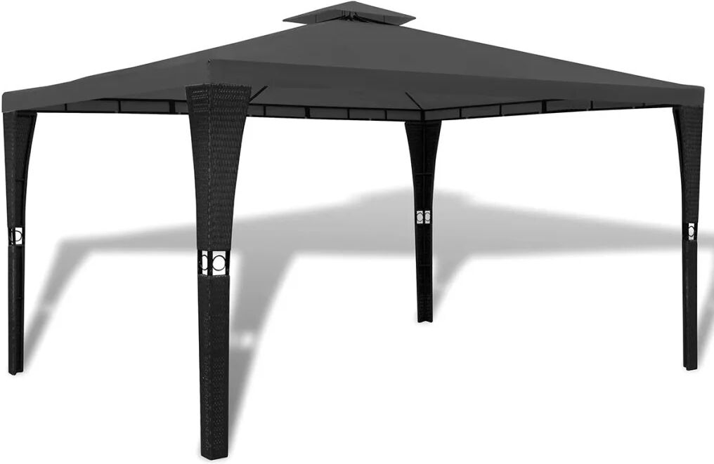 Unbranded Poly Rattan Gazebo With Roof 3 x 4 M - Dark Grey