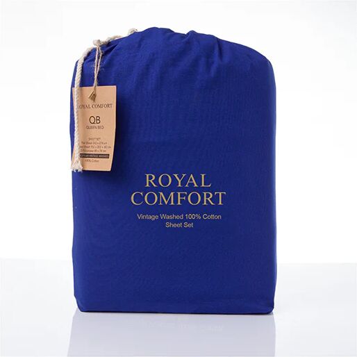 Royal Comfort Cotton Sheet Fitted Flat Sheet Pillowcases Set Double