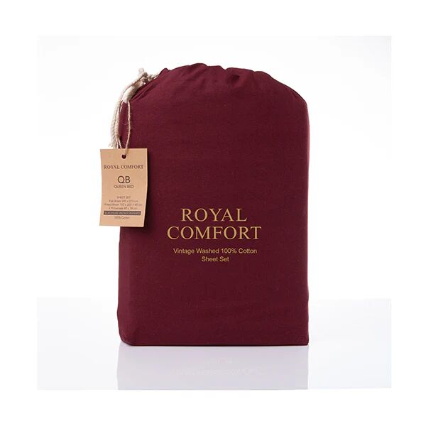 Royal Comfort Vintage Cotton Sheet Set Fitted Flat Sheet Pillowcases Queen