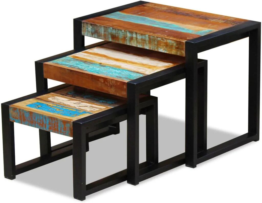 Unbranded Solid Reclaimed Wood Nesting Tables (Set of 3)