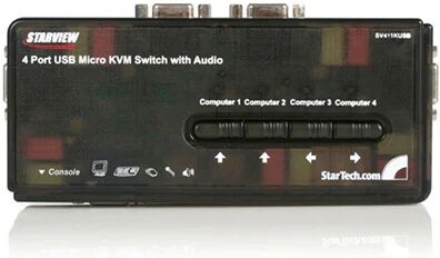 StarTech.com Startech 4 Port Black Usb Kvm Switch Kit With Cables And Audio