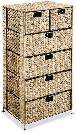 Unbranded Storage Unit With 6 Baskets 47 X 37 X 100 Cm Water Hyacinth