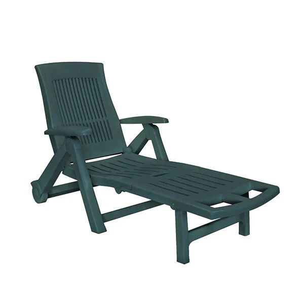 Unbranded Sun Lounger With Footrest Plastic Green