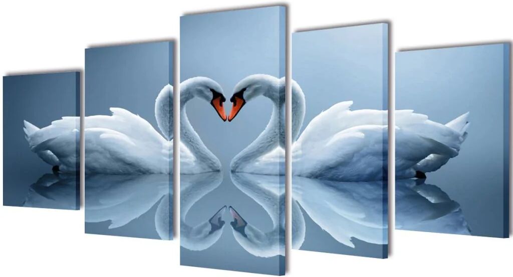 Unbranded Swan Canvas Wall Print Set 200 x 100 Cm