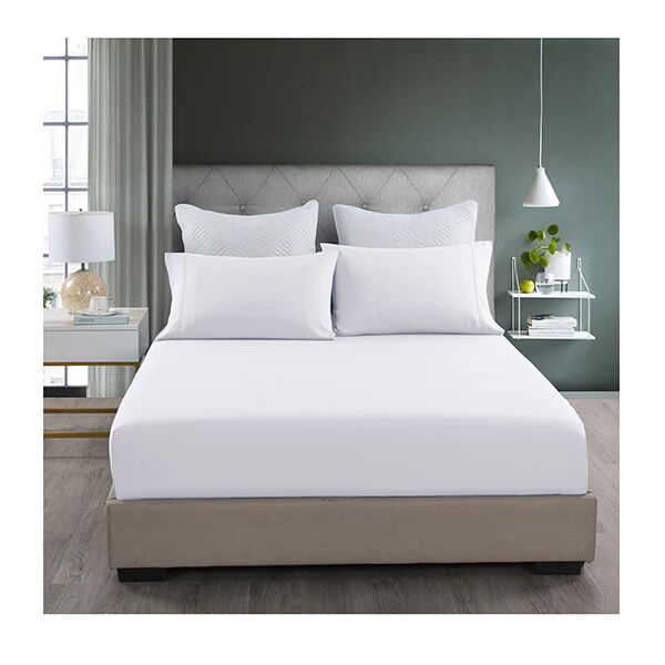 Royal Comfort White Fitted Sheet and Pillowcase Set