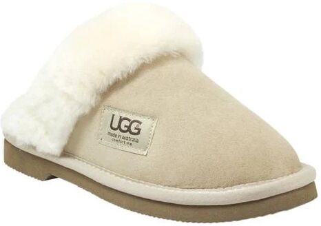 Comfort Me UGG Merino Sheepskin Fur Trim Scuff Memory Foam Sand