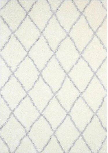 Unbranded Moroccan Cream And Silver Diamond Rug