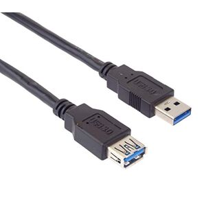 PremiumCord USB 3.0 Verlängerungskabel 0,5 m, SuperSpeed ​​Datenkabel bis 5 Gbit/s, Ladekabel, USB 3.0 Typ A Buchse am Stecker, 9-polig, 3X geschirmt, Farbe schwarz, Länge 0,5 m