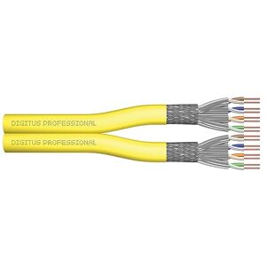 Digitus 100 m Cat 7A Netzwerkkabel S-FTP (PiMF) Duplex BauPVO Dca LSZH Halogenfrei 1500 MHz Kupfer AWG 22/1 PoE+ Kompatibel LAN Kabel Verlegekabel Ethernet Kabel Gelb